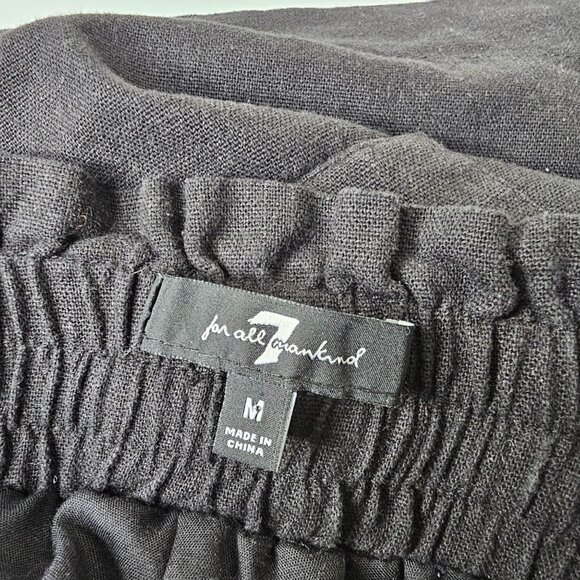 7 For All Mankind M Black Linen Blend Drawstring Pull On Shorts Patch Pockets - Picture 4 of 5